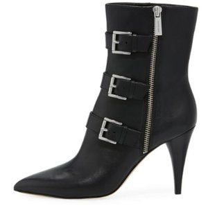 Micheal Kors Black Lori Leather Buckle Boots/Booties size 7